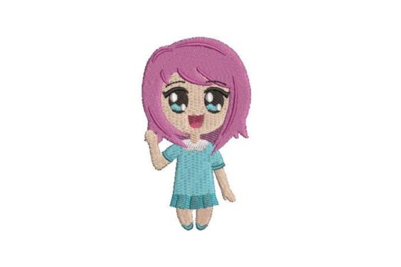 Chibi Anime Girl Embroidery Design