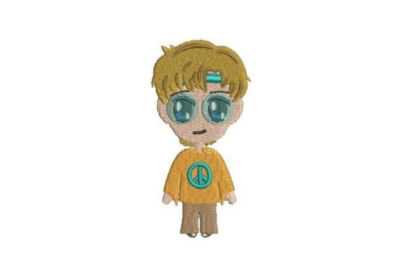 Chibi Hippie Boy Embroidery Design