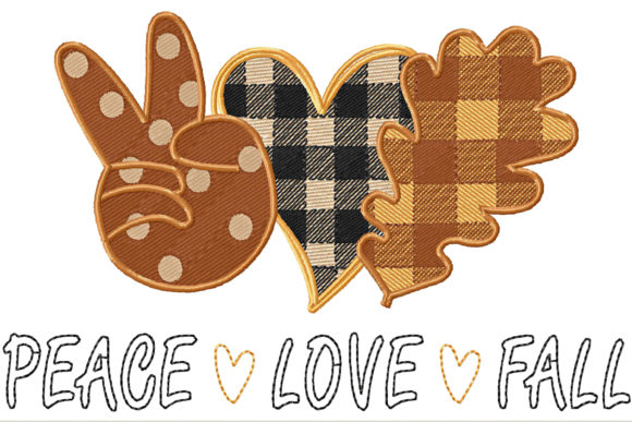 Peace Love Fall Plaid Heart Plaid Leaf