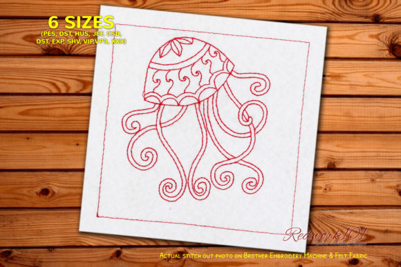 Swimming Jellyfish Embroidery Design
